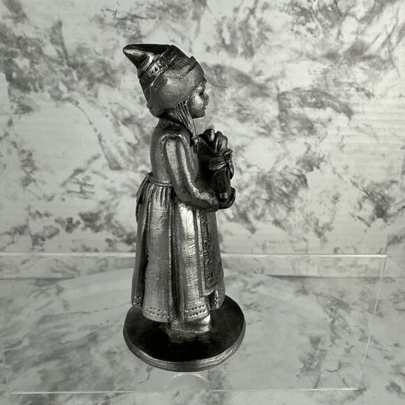 2009 Michael Ricker Dutch Netherlands Pewter Figurines Boy & Girl Holding Tulips - Picture 9 of 13